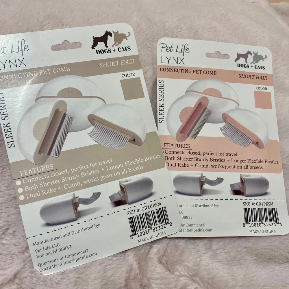 PETLIFE LYNX 2-in-1 Travel Cat or Dog Grooming Comb Deshedder for Pet Lovers